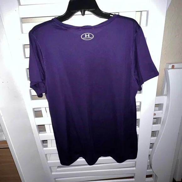 Women’s Under Armour Plain Loose Fit HeatGear T-shirt XL purple - Picture 2 of 4